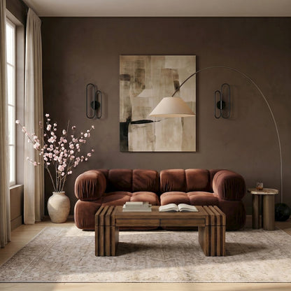 Orin Rose Velvet Performance Fabric Upholstered 2 pc. Modular Sofa
