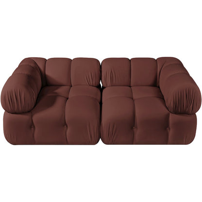 Orin Rose Velvet Performance Fabric Upholstered 2 pc. Modular Sofa