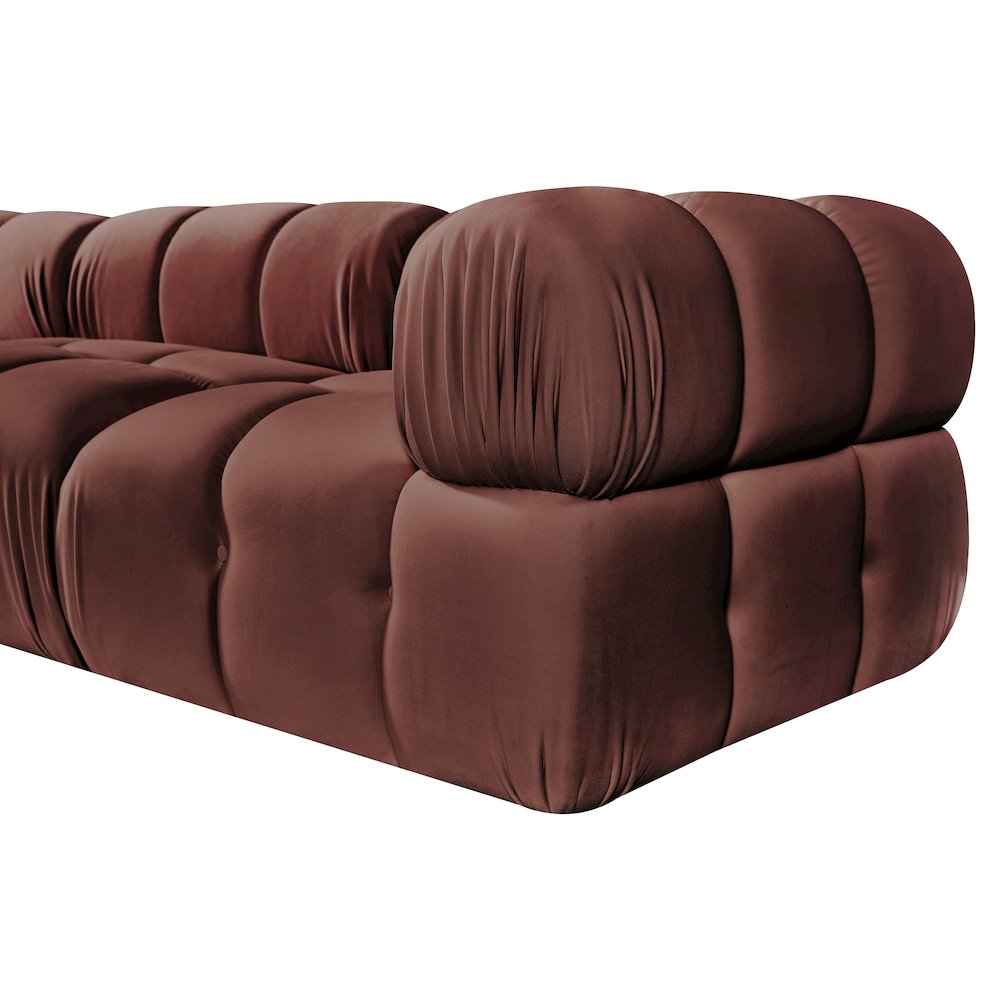 Orin Rose Velvet Performance Fabric Upholstered 3 pc. Modular Sofa