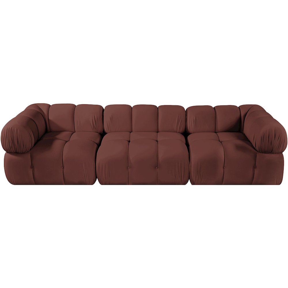 Orin Rose Velvet Performance Fabric Upholstered 3 pc. Modular Sofa
