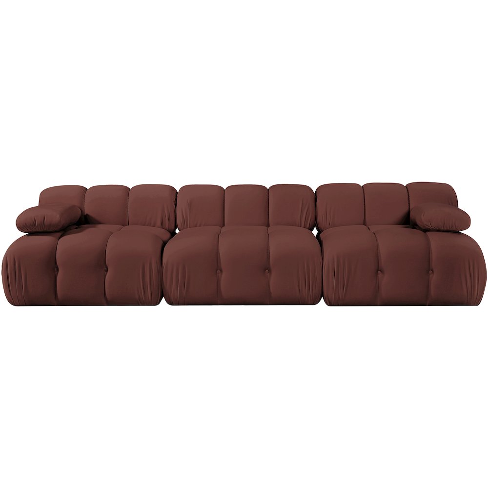 Orin Rose Velvet Performance Fabric Upholstered 3 pc. Modular Sofa