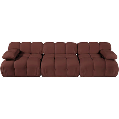 Orin Rose Velvet Performance Fabric Upholstered 3 pc. Modular Sofa