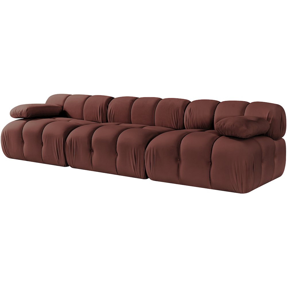 Orin Rose Velvet Performance Fabric Upholstered 3 pc. Modular Sofa