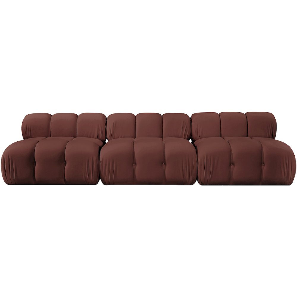 Orin Rose Velvet Performance Fabric Upholstered 3 pc. Modular Sofa