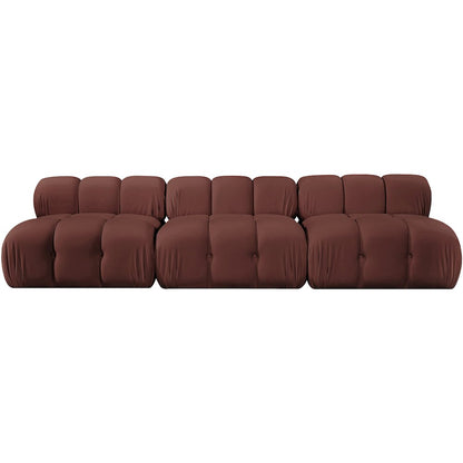 Orin Rose Velvet Performance Fabric Upholstered 3 pc. Modular Sofa