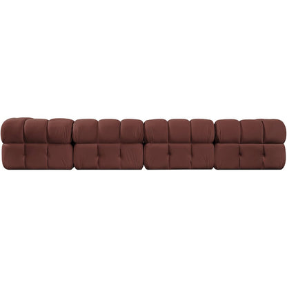 Orin Rose Velvet Performance Fabric Upholstered 4 pc. Modular Sofa