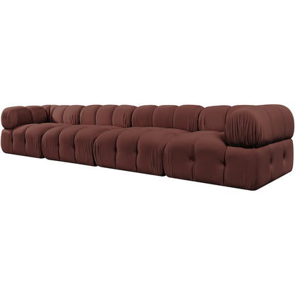 Orin Rose Velvet Performance Fabric Upholstered 4 pc. Modular Sofa