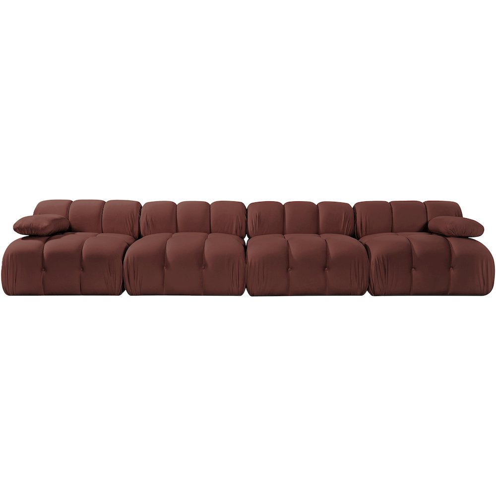 Orin Rose Velvet Performance Fabric Upholstered 4 pc. Modular Sofa