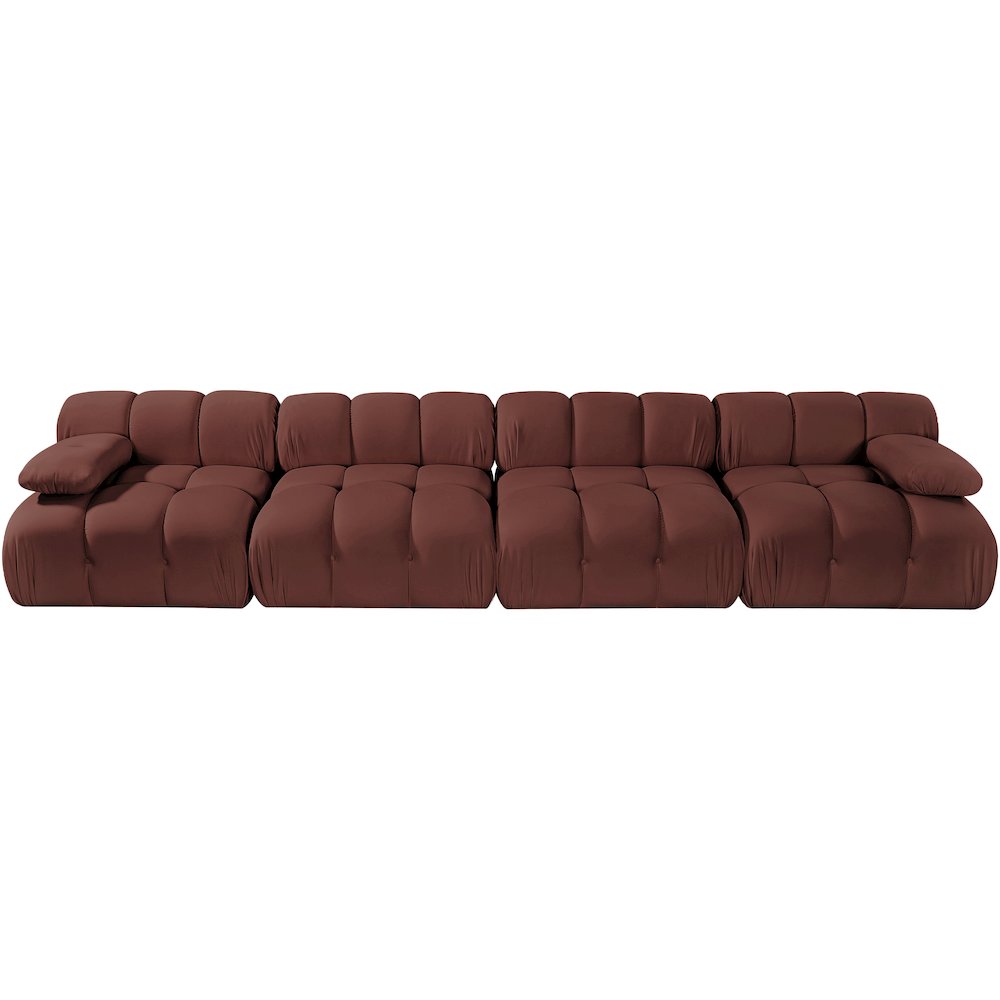 Orin Rose Velvet Performance Fabric Upholstered 4 pc. Modular Sofa