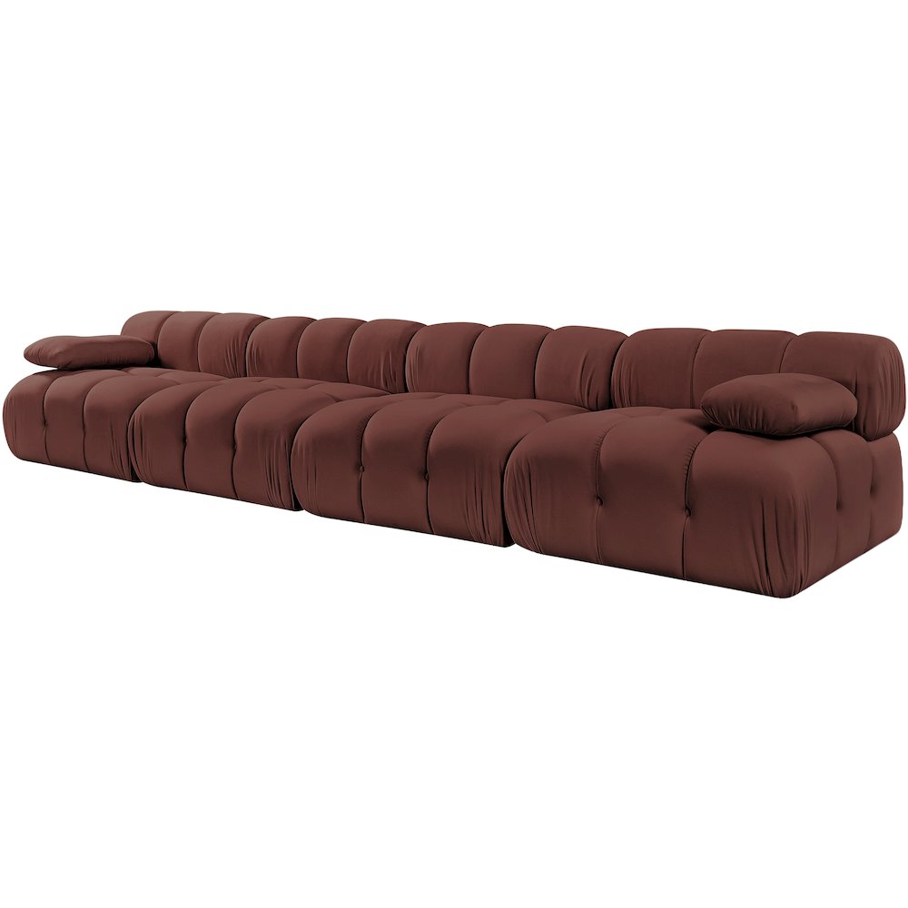 Orin Rose Velvet Performance Fabric Upholstered 4 pc. Modular Sofa