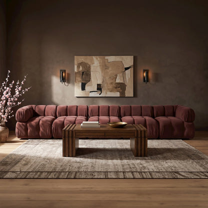 Orin Rose Velvet Performance Fabric Upholstered 5 pc. Modular Sofa