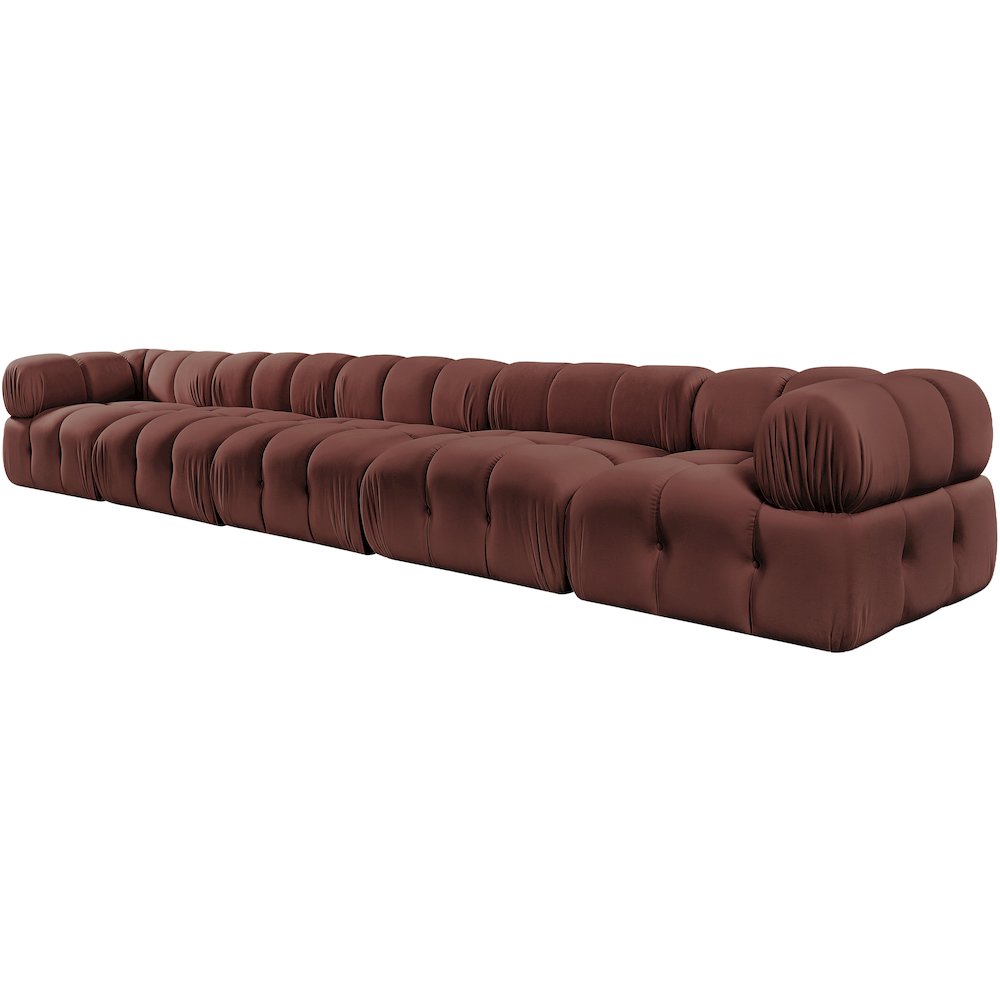 Orin Rose Velvet Performance Fabric Upholstered 5 pc. Modular Sofa