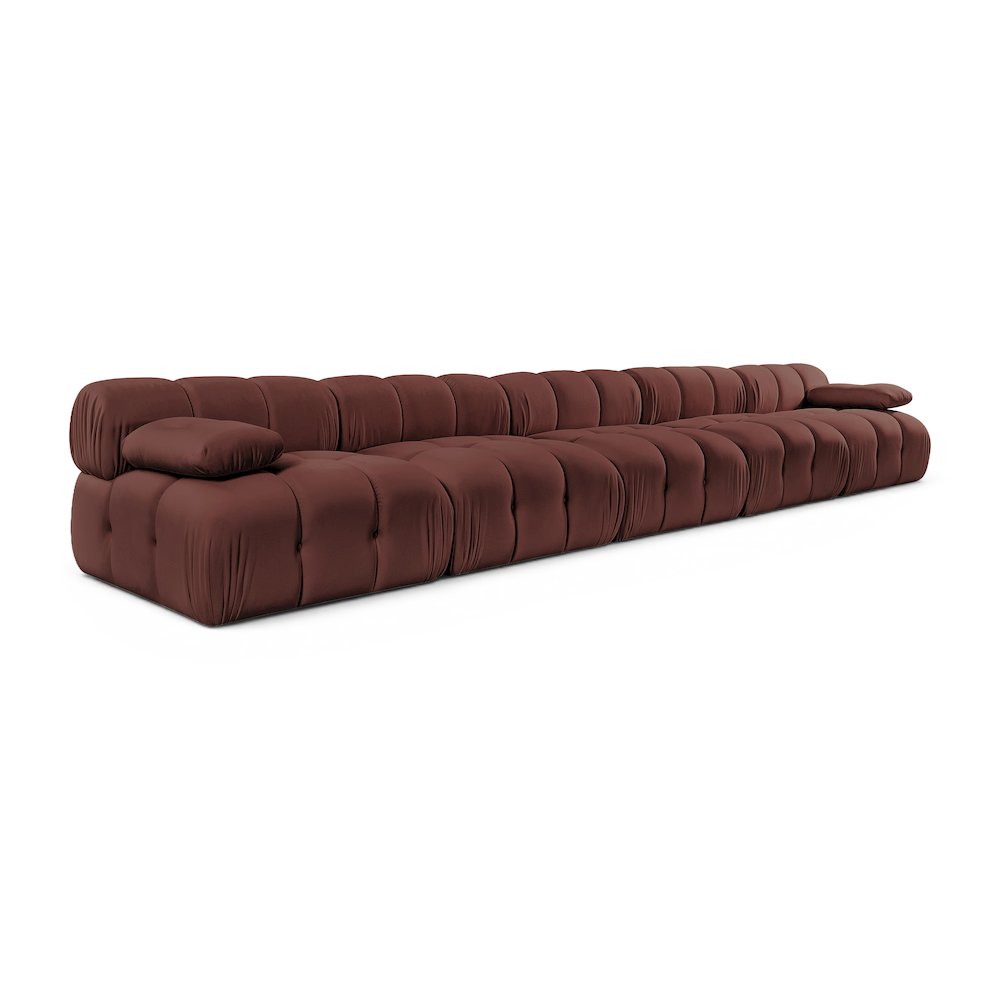 Orin Rose Velvet Performance Fabric Upholstered 5 pc. Modular Sofa