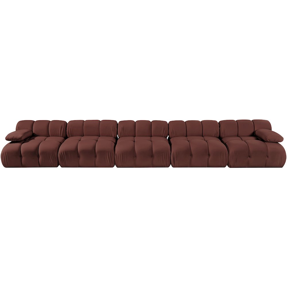 Orin Rose Velvet Performance Fabric Upholstered 5 pc. Modular Sofa