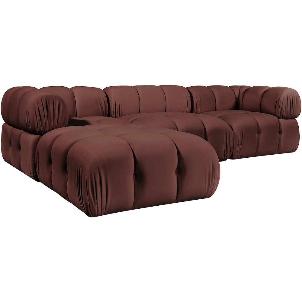 Orin Rose Velvet Performance Fabric Upholstered 4 pc. Sectional