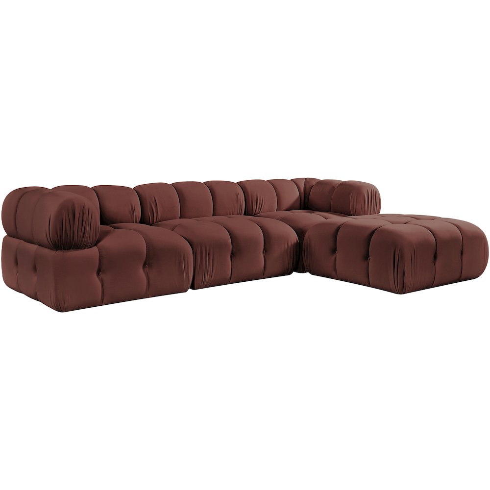 Orin Rose Velvet Performance Fabric Upholstered 4 pc. Sectional
