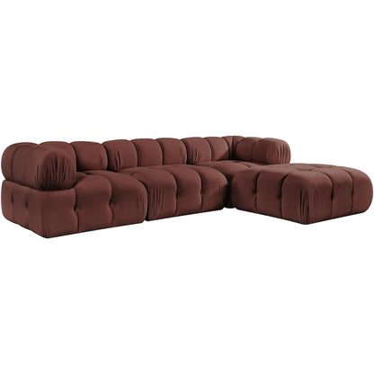 Orin Rose Velvet Performance Fabric Upholstered 4 pc. Sectional