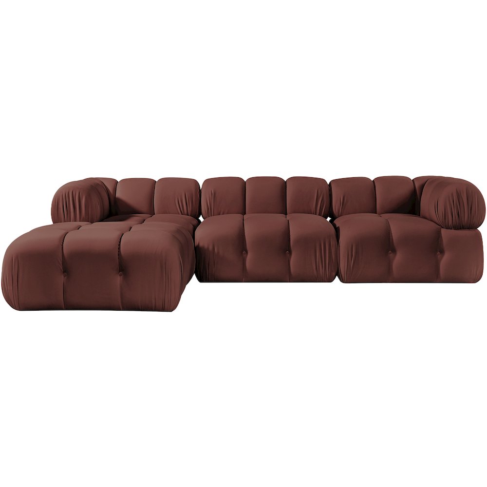 Orin Rose Velvet Performance Fabric Upholstered 4 pc. Sectional