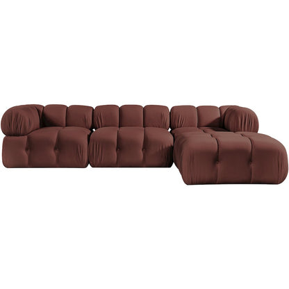 Orin Rose Velvet Performance Fabric Upholstered 4 pc. Sectional