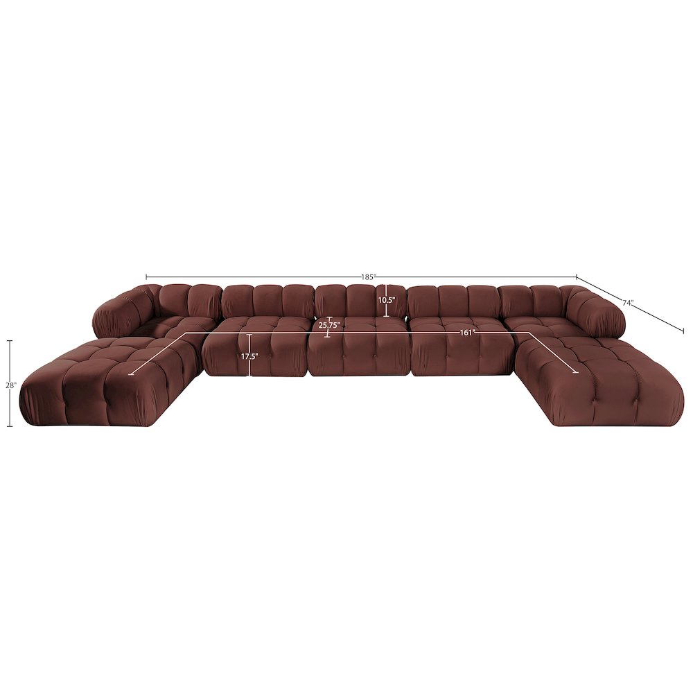 Orin Rose Velvet Performance Fabric Upholstered 7 pc. Sectional