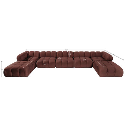 Orin Rose Velvet Performance Fabric Upholstered 7 pc. Sectional