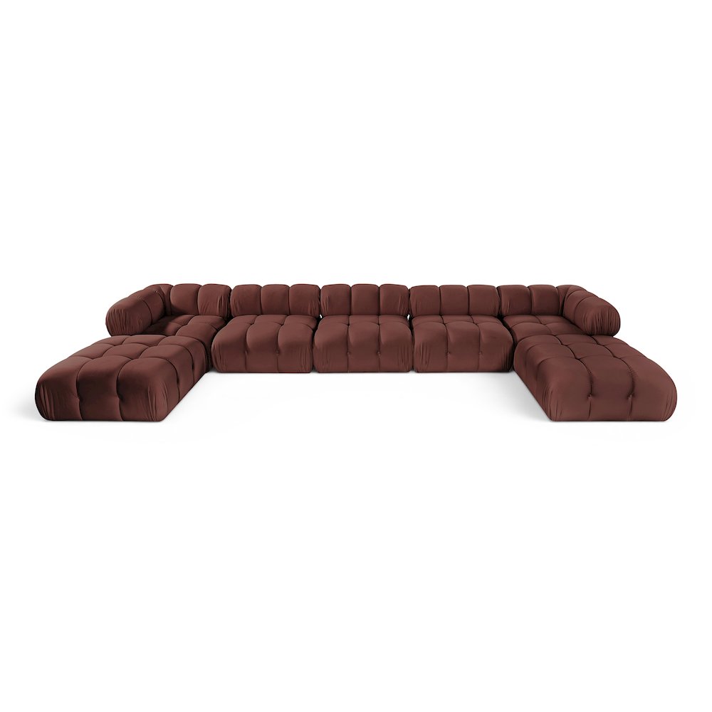 Orin Rose Velvet Performance Fabric Upholstered 7 pc. Sectional