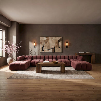 Orin Rose Velvet Performance Fabric Upholstered 7 pc. Sectional