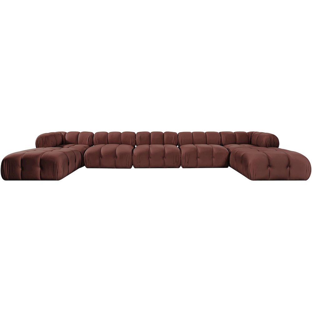 Orin Rose Velvet Performance Fabric Upholstered 7 pc. Sectional