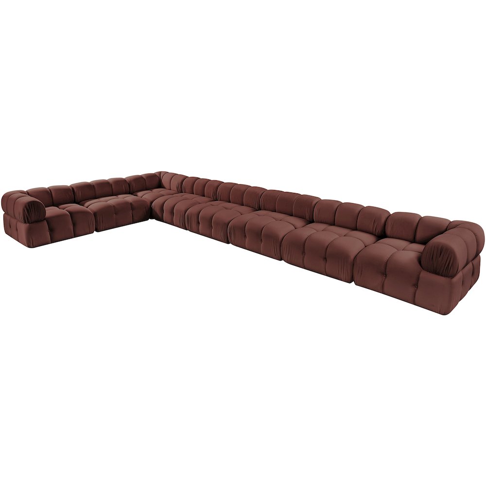Orin Rose Velvet Performance Fabric Upholstered 8 pc. Sectional