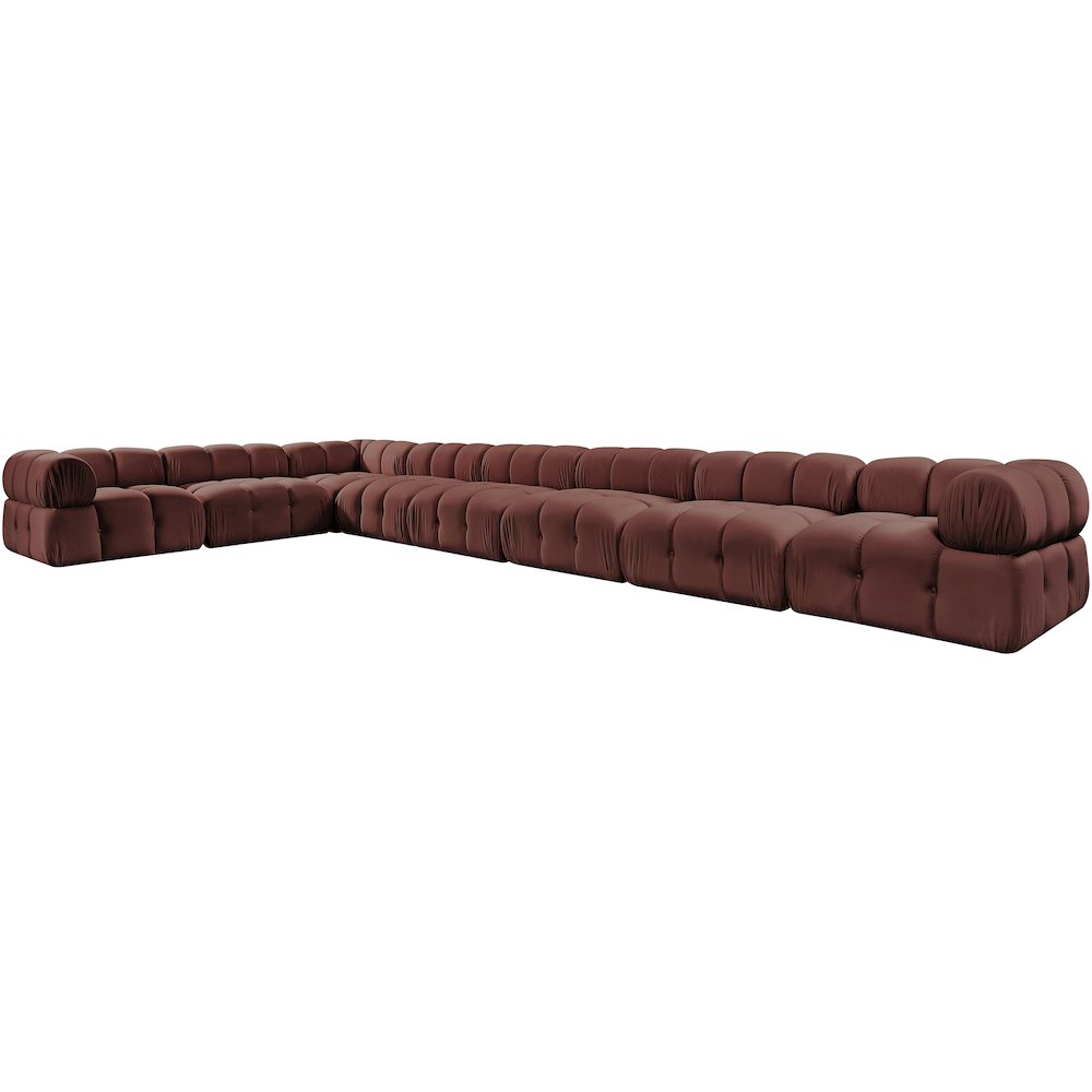 Orin Rose Velvet Performance Fabric Upholstered 8 pc. Sectional