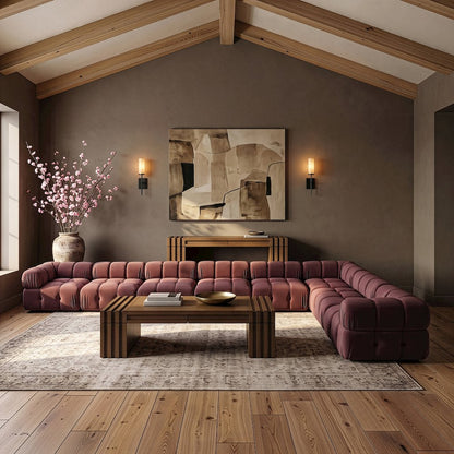 Orin Rose Velvet Performance Fabric Upholstered 8 pc. Sectional