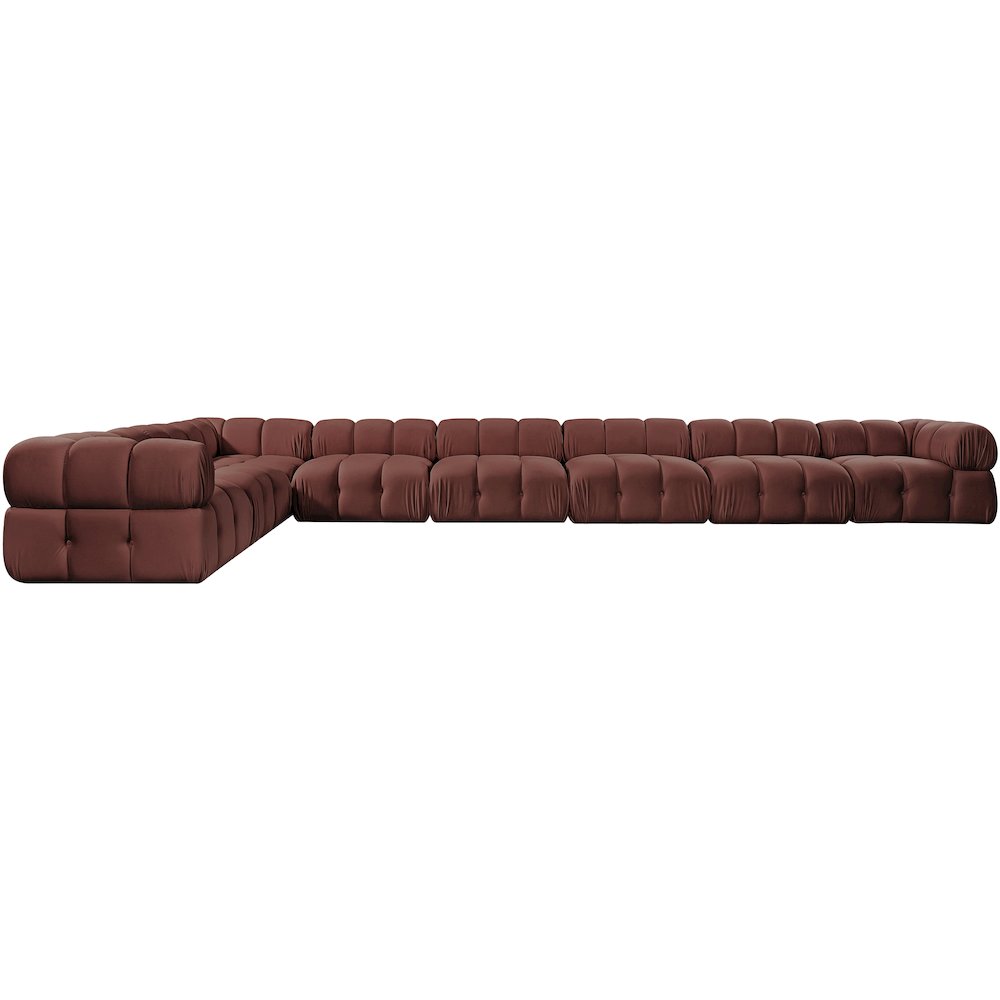 Orin Rose Velvet Performance Fabric Upholstered 8 pc. Sectional