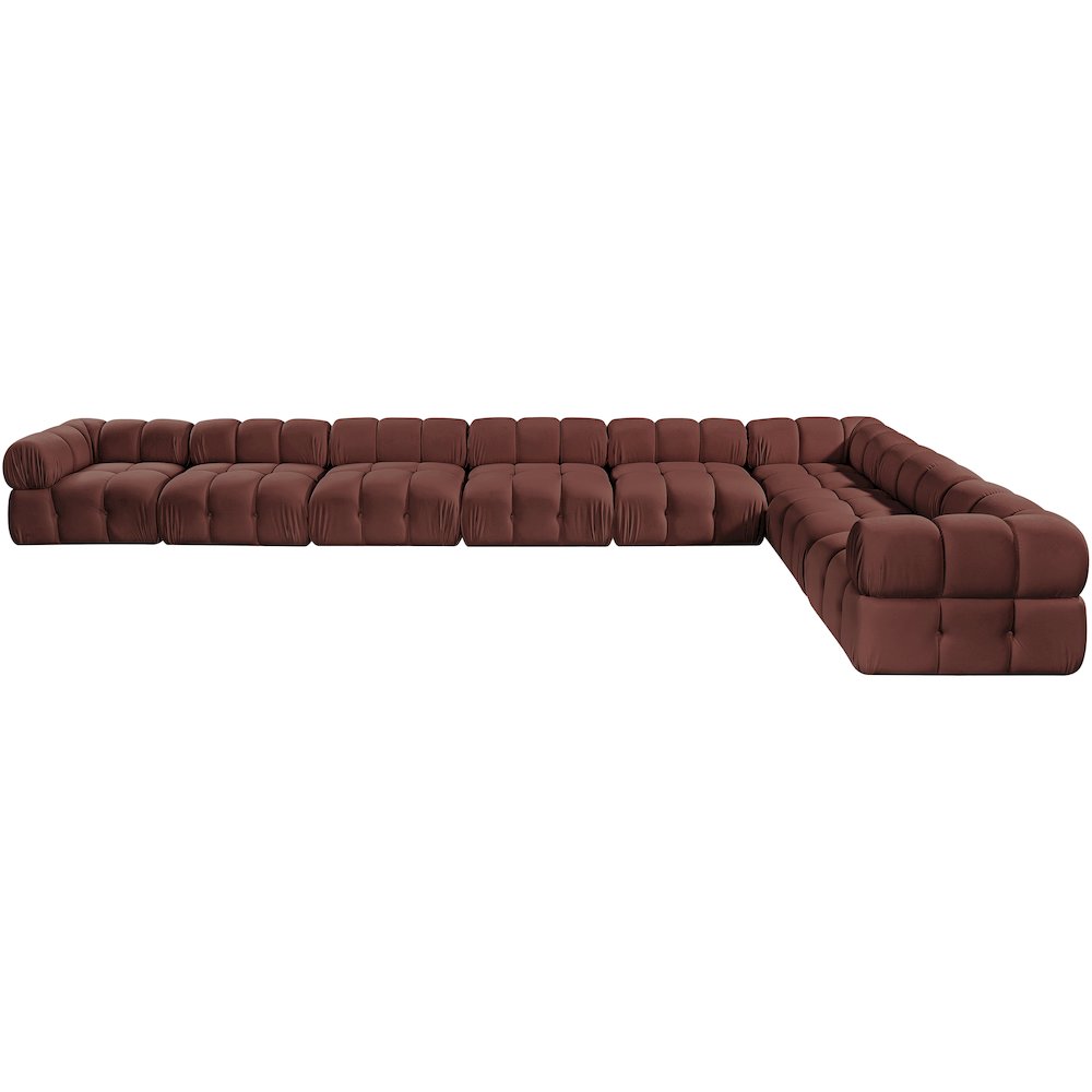 Orin Rose Velvet Performance Fabric Upholstered 8 pc. Sectional