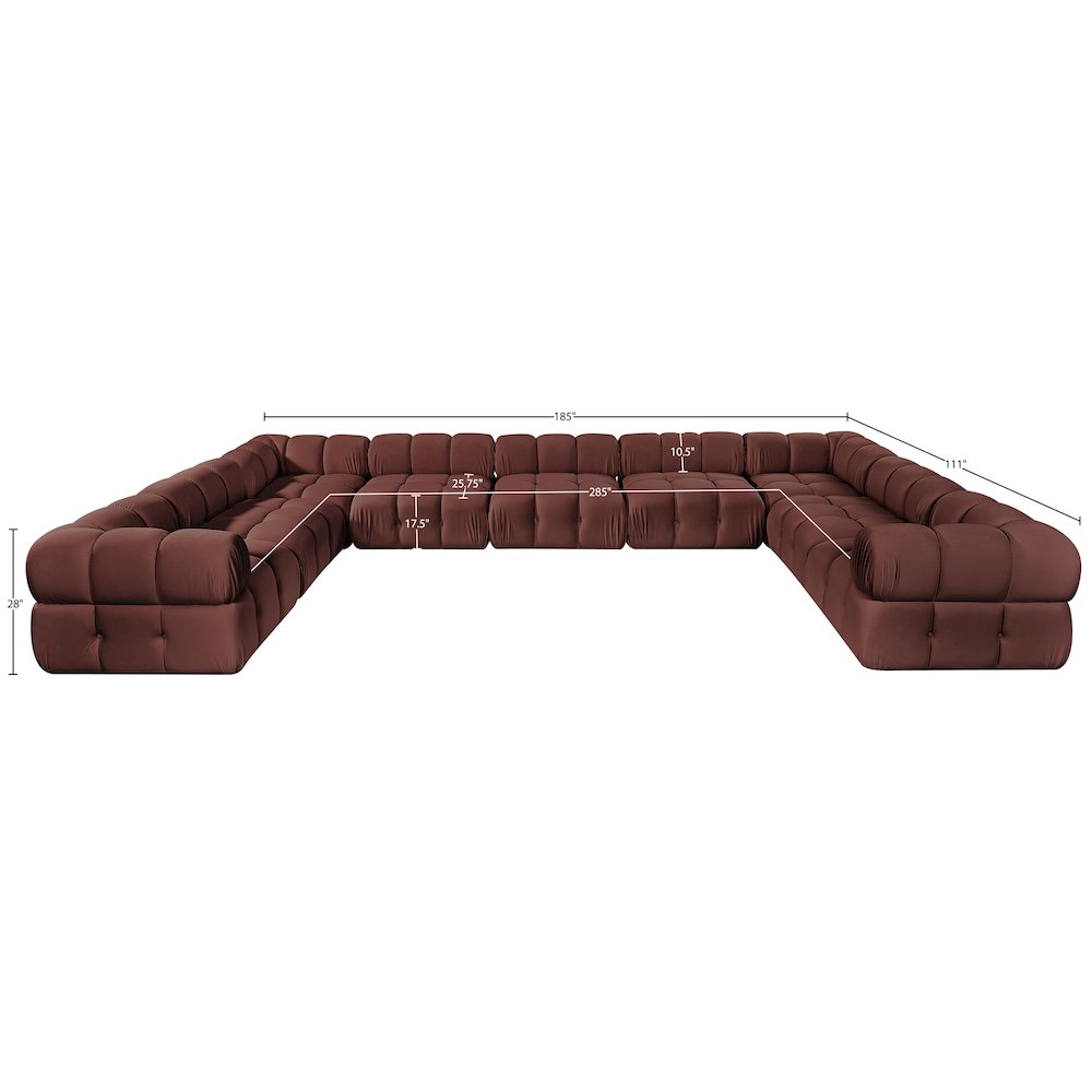 Orin Rose Velvet Performance Fabric Upholstered 9 pc. Sectional