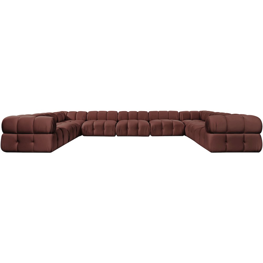 Orin Rose Velvet Performance Fabric Upholstered 9 pc. Sectional