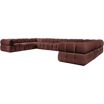 Orin Rose Velvet Performance Fabric Upholstered 9 pc. Sectional