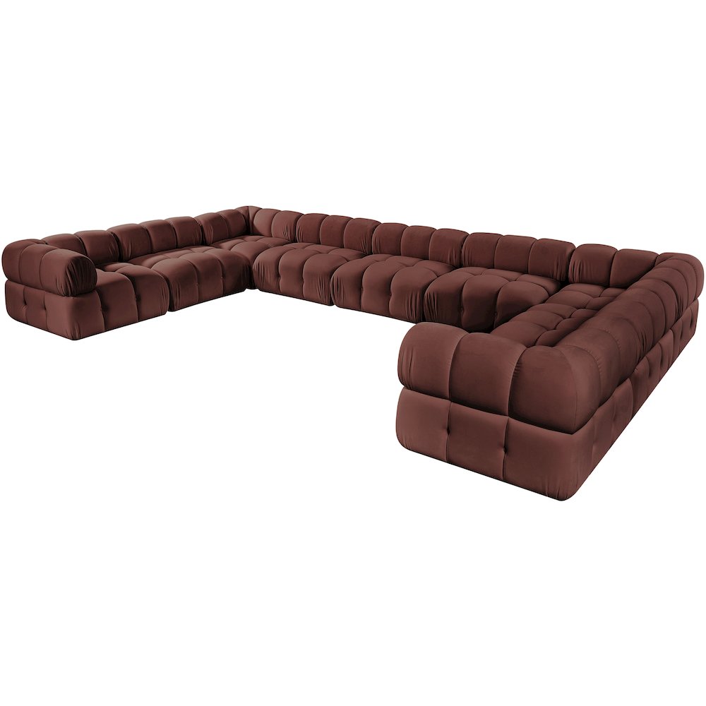 Orin Rose Velvet Performance Fabric Upholstered 9 pc. Sectional