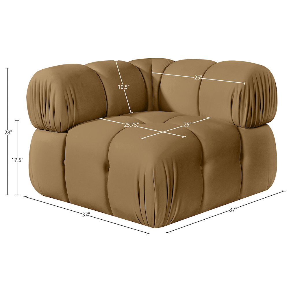 Orin Saddle Velvet Performance Fabric Upholstered Modular Corner Chair
