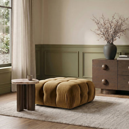 Orin Saddle Velvet Performance Fabric Upholstered Modular Ottoman