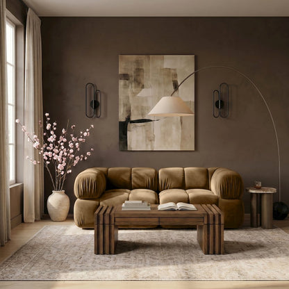 Orin Saddle Velvet Performance Fabric Upholstered 2 pc. Modular Sofa