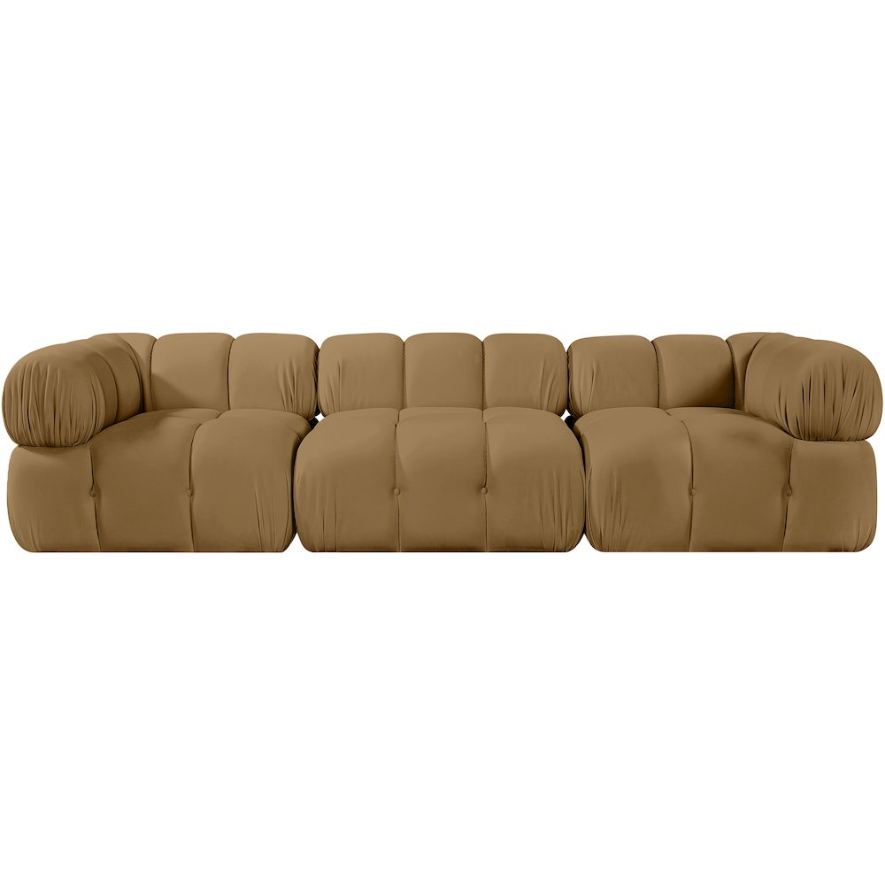Orin Saddle Velvet Performance Fabric Upholstered 3 pc. Modular Sofa