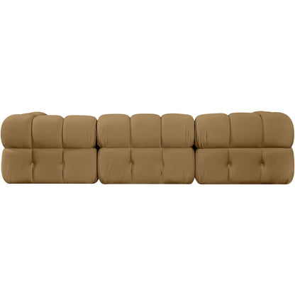 Orin Saddle Velvet Performance Fabric Upholstered 3 pc. Modular Sofa
