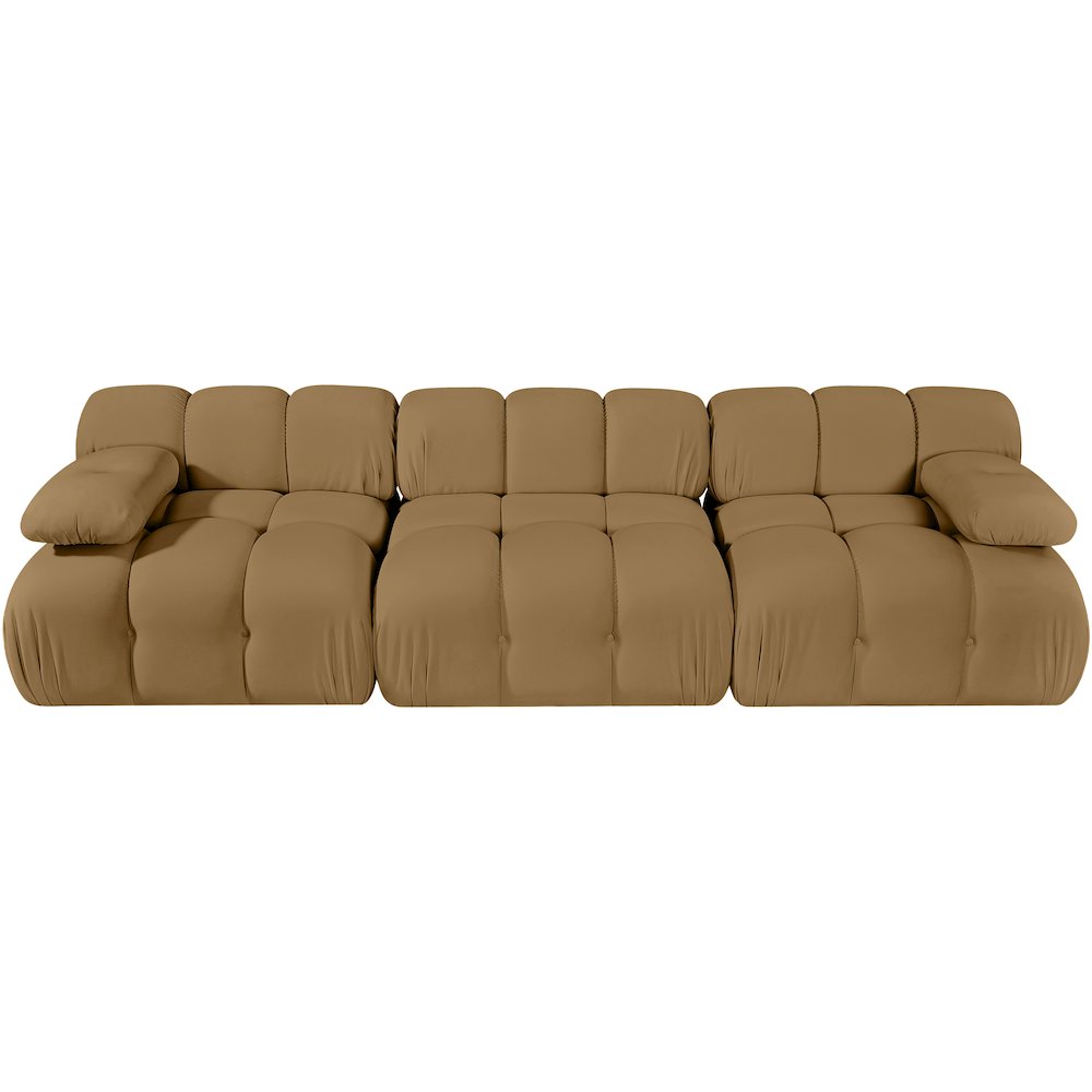 Orin Saddle Velvet Performance Fabric Upholstered 3 pc. Modular Sofa