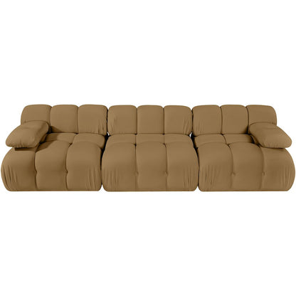 Orin Saddle Velvet Performance Fabric Upholstered 3 pc. Modular Sofa