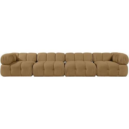 Orin Saddle Velvet Performance Fabric Upholstered 4 pc. Modular Sofa