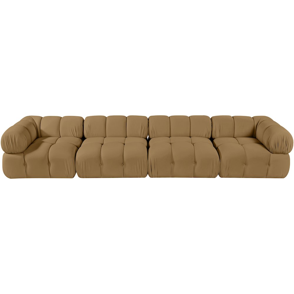 Orin Saddle Velvet Performance Fabric Upholstered 4 pc. Modular Sofa