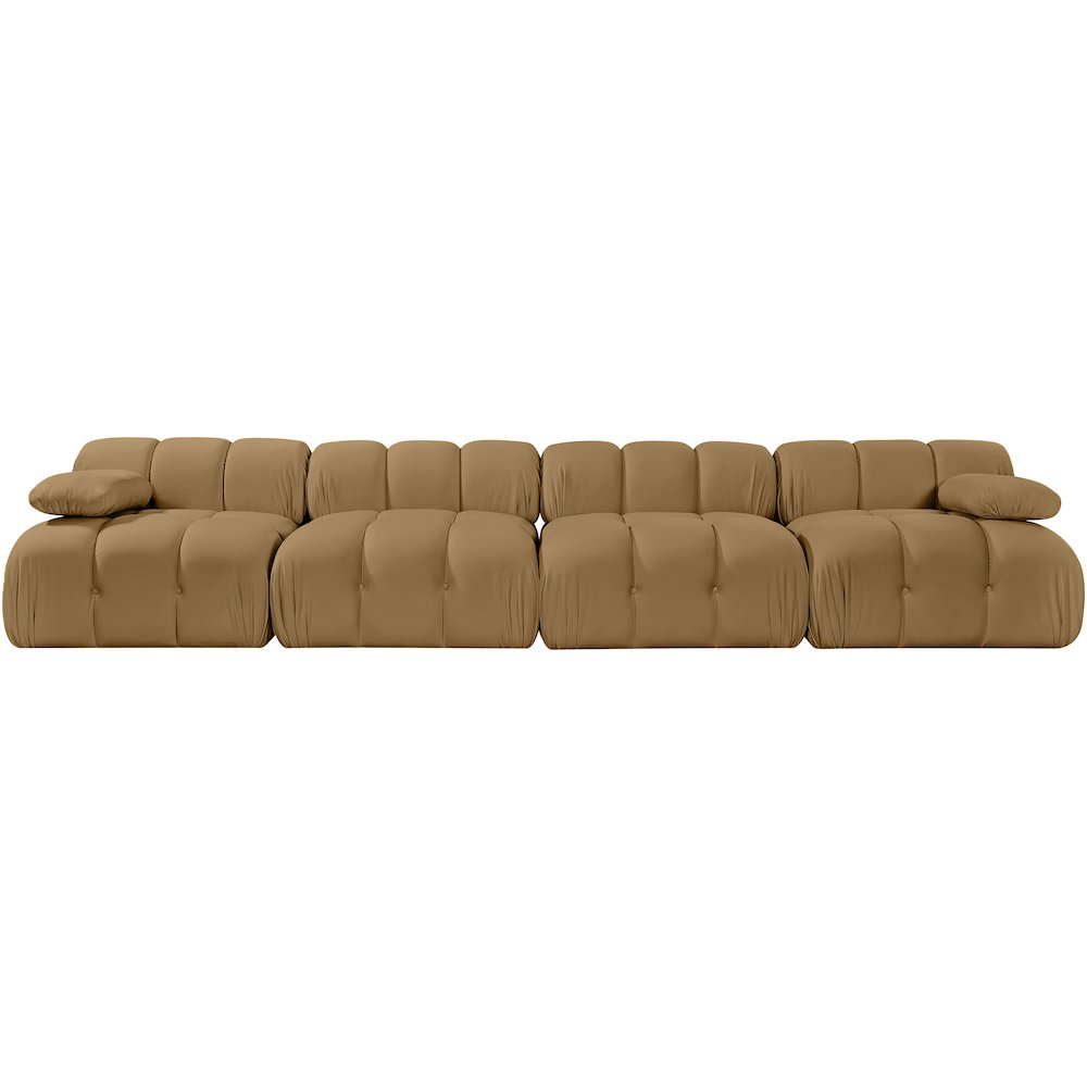Orin Saddle Velvet Performance Fabric Upholstered 4 pc. Modular Sofa