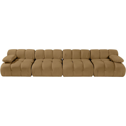 Orin Saddle Velvet Performance Fabric Upholstered 4 pc. Modular Sofa