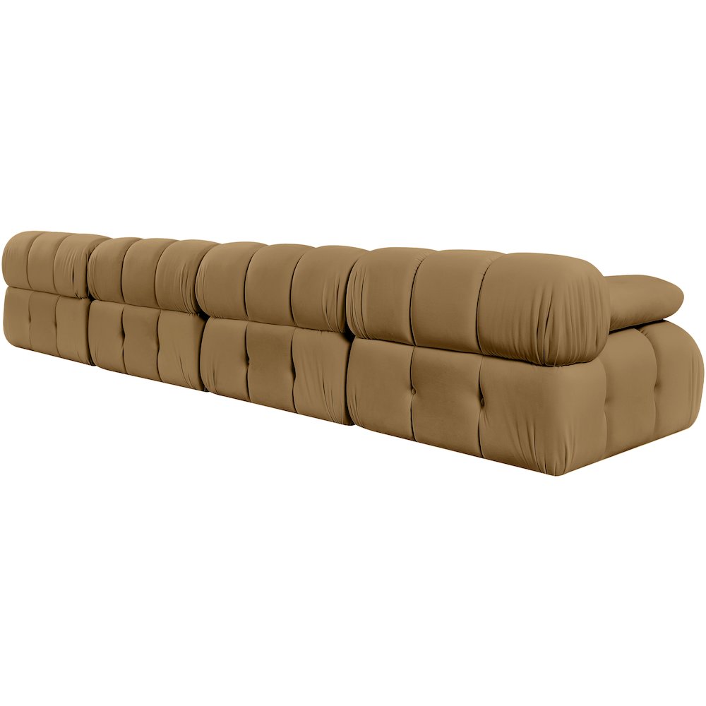 Orin Saddle Velvet Performance Fabric Upholstered 4 pc. Modular Sofa