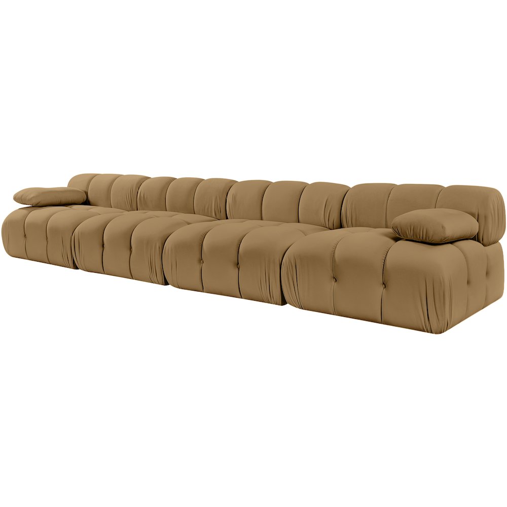 Orin Saddle Velvet Performance Fabric Upholstered 4 pc. Modular Sofa